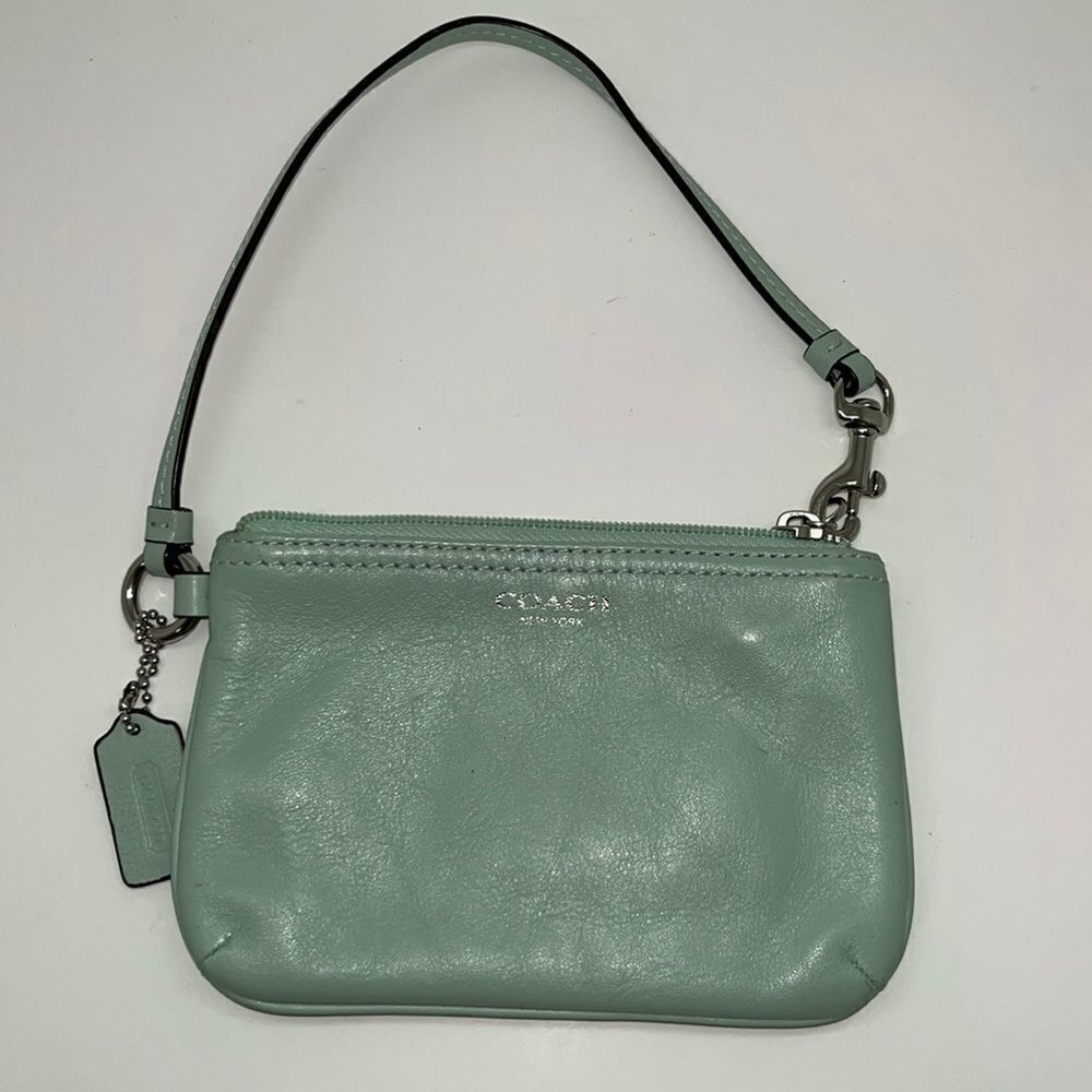 Coach Mint Green Wristlet